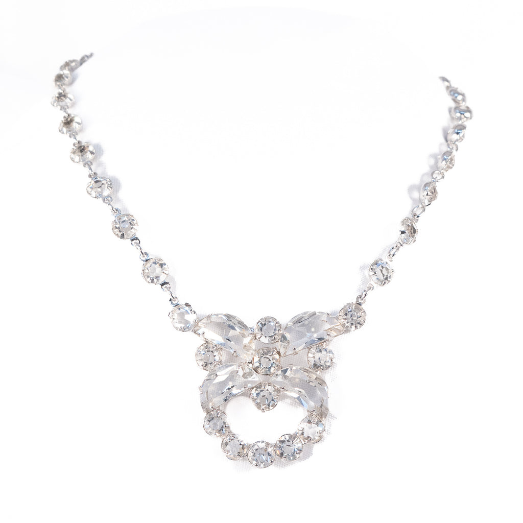 Crystal Glass Open Back Style Necklace - Rhinestone Rosie