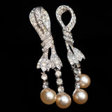 Rhinestone and Pearl Drop Earrings vintage - Rhinestone Rosie