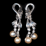 Rhinestone and Pearl Drop Earrings vintage - Rhinestone Rosie