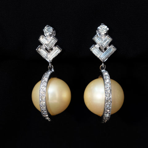 Pearl and Rhinestone Earrings