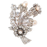 Rhinestone Pearl Flower Trembler Brooch vintage - Rhinestone Rosie