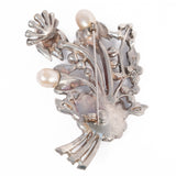 Rhinestone Pearl Flower Trembler Brooch vintage - Rhinestone Rosie
