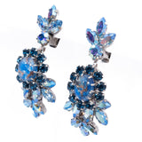 Schoffel Austria Blue Rhinestone Earrings vintage - Rhinestone Rosie