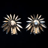 Schreiner White Rhinestone Flower Earrings vintage - Rhinestone Rosie