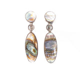 Mexican Shell Sterling Dangle Earrings vintage - Rhinestone Rosie