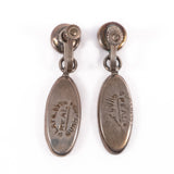 Mexican Shell Sterling Dangle Earrings vintage - Rhinestone Rosie