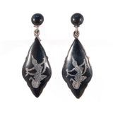 Siam Sterling Niello Dangle Earrings vintage - Rhinestone Rosie