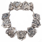 SILSON Hollow Form Flower Necklace and Bracelet Set silver plated vintage - Rhinestone Rosie