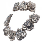 SILSON Hollow Form Flower Necklace and Bracelet Set silver plated vintage - Rhinestone Rosie
