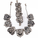 SILSON Hollow Form Flower Necklace and Bracelet Set silver plated vintage - Rhinestone Rosie