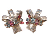 Sterling Filigree Bow Earrings with Rhinestones vintage - Rhinestone Rosie