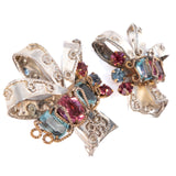 Sterling Filigree Bow Earrings with Rhinestones vintage - Rhinestone Rosie
