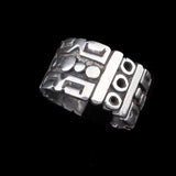 Sterling silver geometric pattern band signed mexico vintage - Rhinestone Rosie