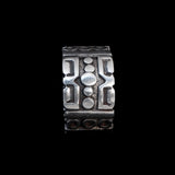 Sterling silver geometric pattern band signed mexico vintage - Rhinestone Rosie