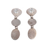 Polished Pebble Dangle Earrings sterling silver vintage - Rhinestone Rosie
