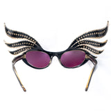 1950s Rhinestone Highbrow Feathers Sunglasses Frame France vintage - Rhinestone Rosie