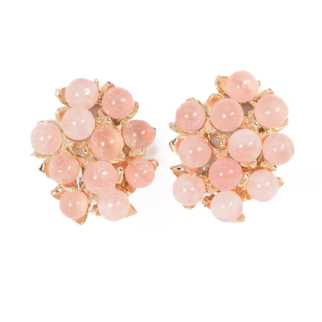 Swoboda Rose Quartz Cluster Earrings vintage - Rhinestone Rosie