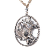 Taurus Pendant Necklace vintage - Rhinestone Rosie