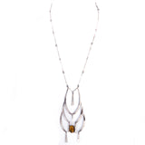 Tigers Eye Sterling Necklace Israel vintage - Rhinestone Rosie
