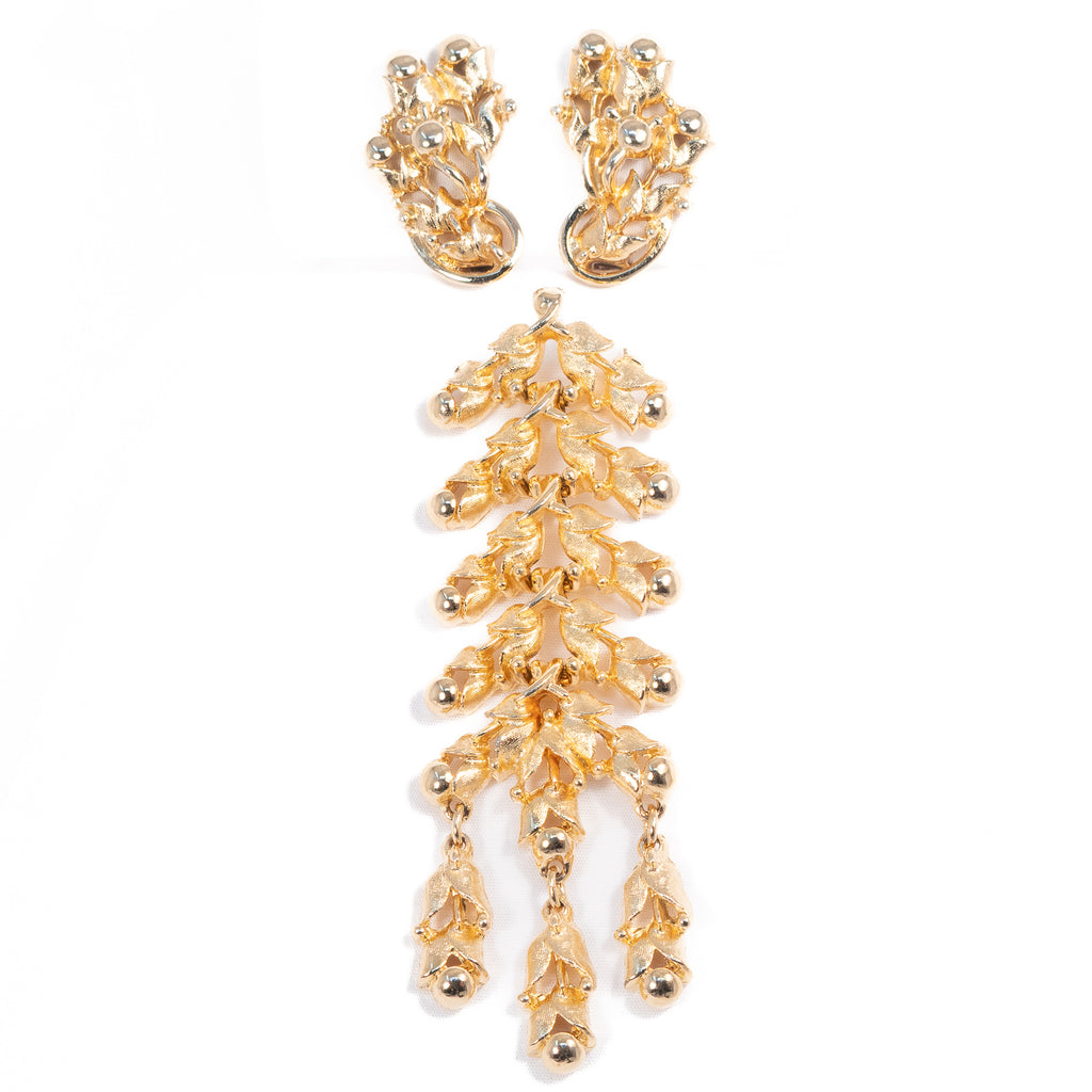 Tortolani Brooch and Earring Set - Rhinestone Rosie