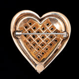 Trifari Basket Weave Rhinestone Heart Brooch