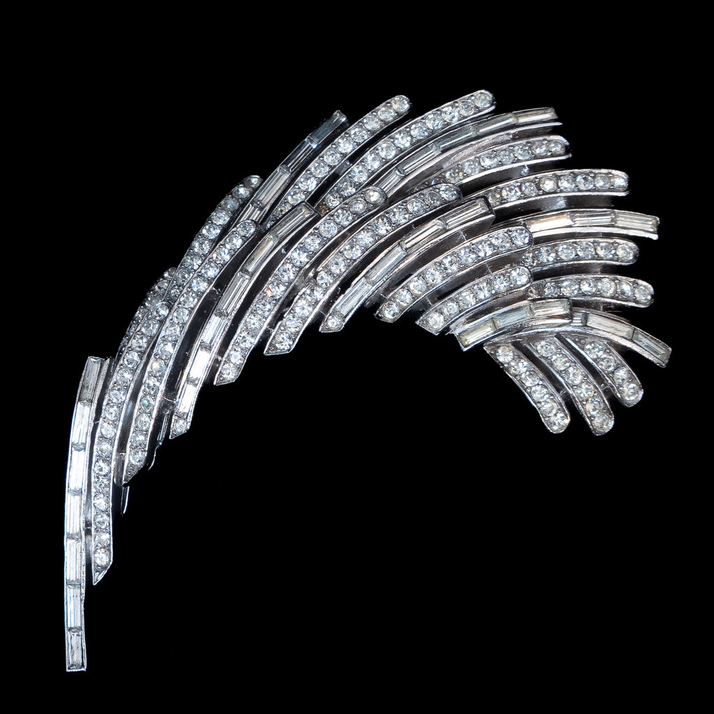 Trifari 'Lightning' Rhinestone Brooch vintage - Rhinestone Rosie