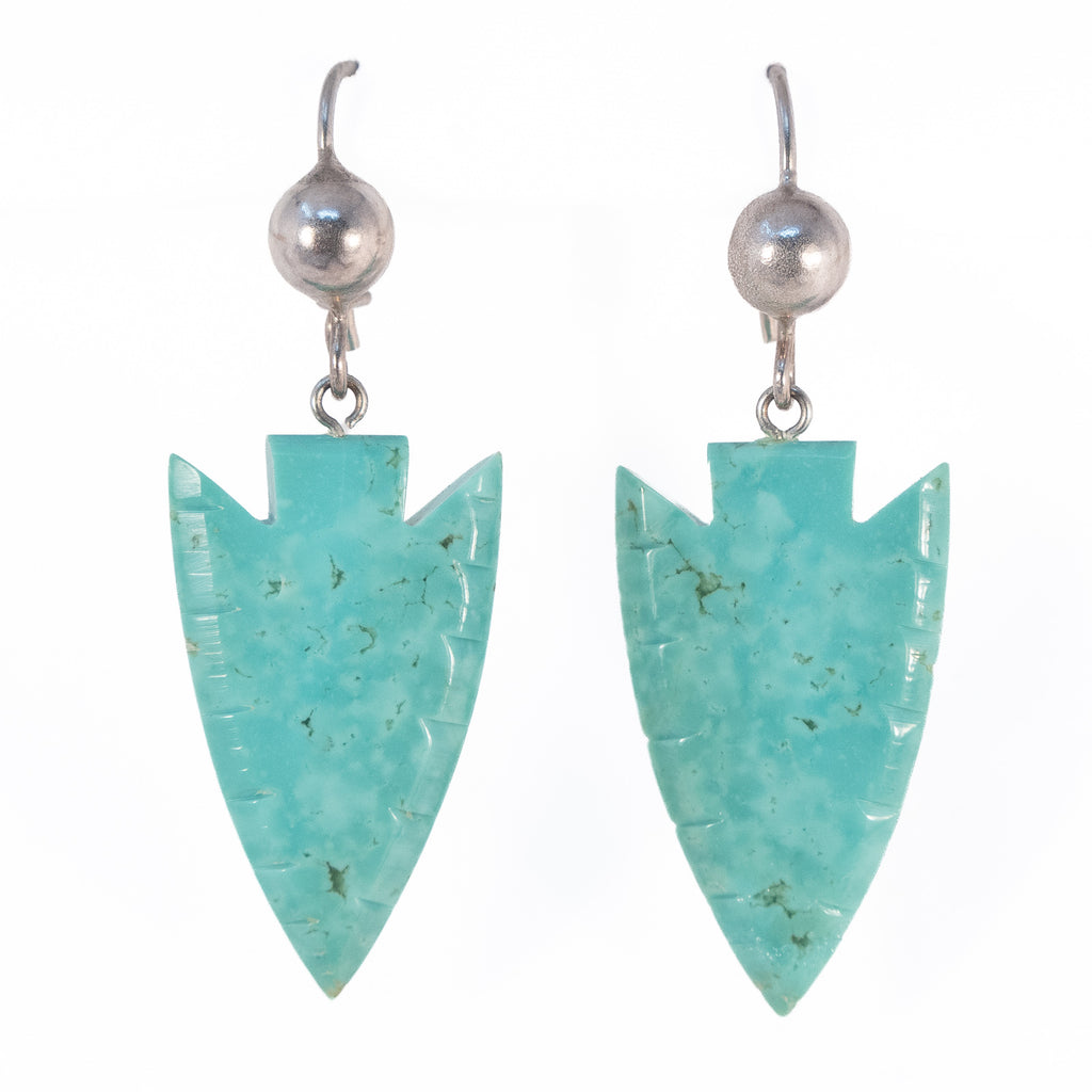 Turquoise Arrrowhead Earrings vintage - Rhinestone Rosie