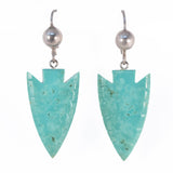 Turquoise Arrrowhead Earrings vintage - Rhinestone Rosie