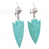 Turquoise Arrrowhead Earrings vintage - Rhinestone Rosie
