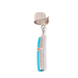 Ear Cuff Sterling Silver with Turquoise Inlaid Bar Charm vintage - Rhinestone Rosie
