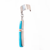 Ear Cuff Sterling Silver with Turquoise Inlaid Bar Charm vintage - Rhinestone Rosie
