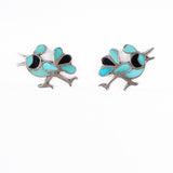 Turquoise Bird Earrings Zuni vintage - Rhinestone Rosie
