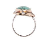 Turquoise Ring by CT sterling silver gold plated vintage - Rhinestone Rosie
