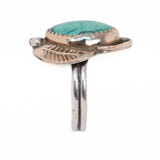 Turquoise Ring by CT sterling silver gold plated vintage - Rhinestone Rosie