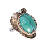 Turquoise Ring by CT sterling silver gold plated vintage - Rhinestone Rosie