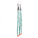 Turquoise and Coral Heishi Bead Jacla Earrings vintage - Rhinestone Rosie