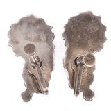 Turquoise Coral Flower Zuni Petit Point Earrings vintage - Rhinestone Rosie