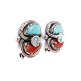 Turquoise Coral Snake Earrings by Effie Calavaza Zuni vintage - Rhinestone Rosie