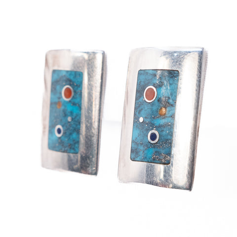 Dot Inlay Turquoise Earrings by Veronica Benally