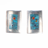 Dot Inlay Turquoise Earrings by Veronica Benally Navajo vintage - Rhinestone Rosie