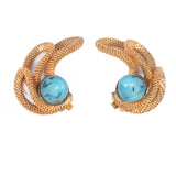 Turquoise Glass Earrings vintage - Rhinestone Rosie