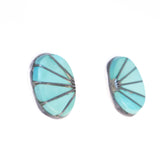 Turquoise Inlay Post Earrings vintage - Rhinestone Rosie