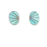Turquoise Inlay Post Earrings vintage - Rhinestone Rosie