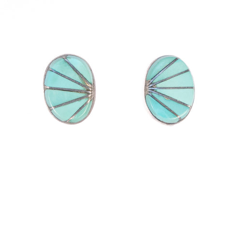 Oval Turquoise Inlay Earrings