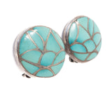 Turquoise Inlay Earrings SKJ - Sibert Juanita Kallestewa Zuni vintage - Rhinestone Rosie