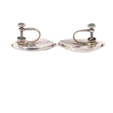 Turquoise Inlay Earrings Sterling Silver Mexico vintage - Rhinestone Rosie