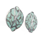 Turquoise Inlay Earrings Sterling Silver Mexico vintage - Rhinestone Rosie
