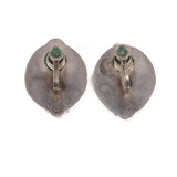 Turquoise Inlay Earrings Sterling Silver Mexico vintage - Rhinestone Rosie