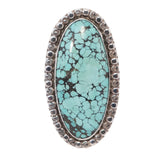 Turquoise Large Cabochon Ring sterling silver DW vintage - Rhinestone Rosie