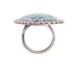 Turquoise Large Cabochon Ring sterling silver DW vintage - Rhinestone Rosie
